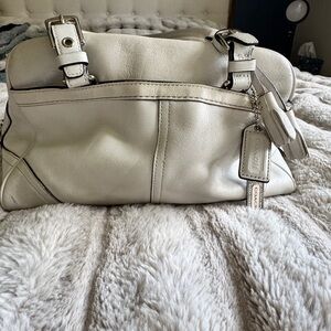 Coach Cream Leather Shoulder Bag with Branded Tag